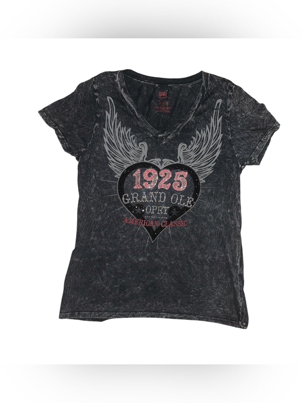 Grand Ole Opry 1925 Winged Heart Tee - Black with Pink Rhinestone Accents Shirt